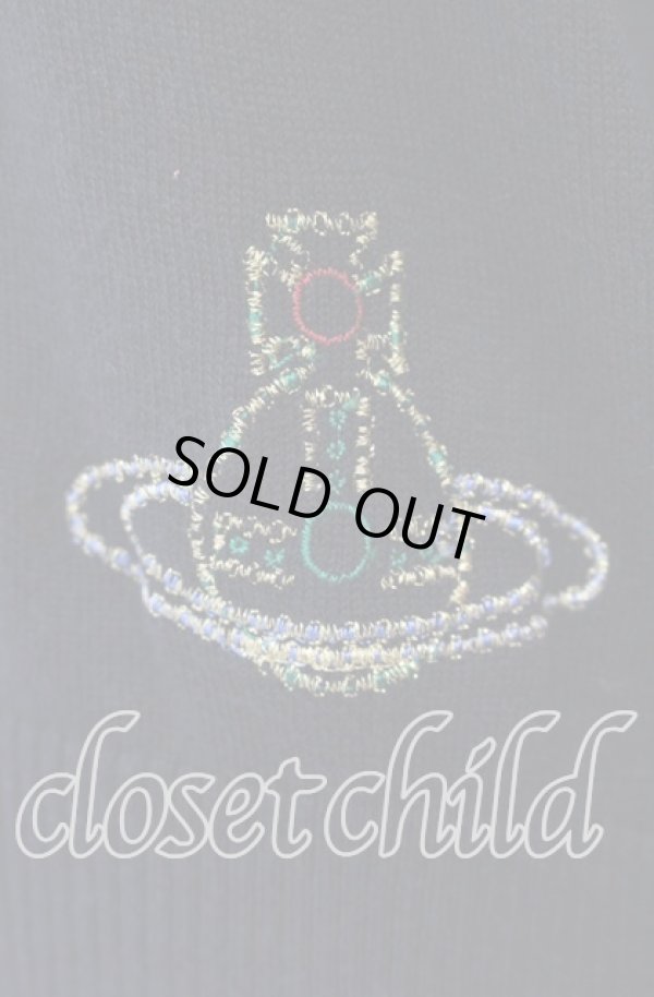 画像2: ヴィヴィアンウエストウッド 中古 / オーブ刺繍ラウンドネックニットソー 3 ブラック  O-25-09-28-014-to-YM-OS (2)