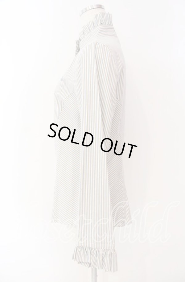 画像3: ヴィヴィアンウエストウッド 中古 / フリルスタンドカラーブラウス 3 ブルーｘマスタード  O-25-09-28-015-bl-YM-OS (3)