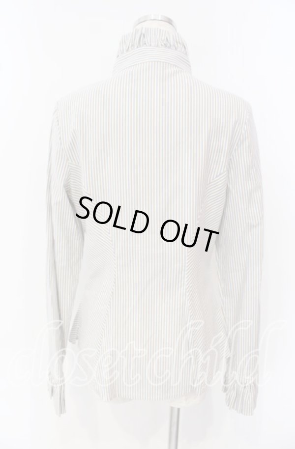 画像4: ヴィヴィアンウエストウッド 中古 / フリルスタンドカラーブラウス 3 ブルーｘマスタード  O-25-09-28-015-bl-YM-OS (4)