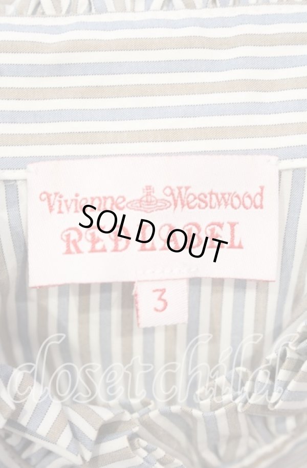 画像5: ヴィヴィアンウエストウッド 中古 / フリルスタンドカラーブラウス 3 ブルーｘマスタード  O-25-09-28-015-bl-YM-OS (5)