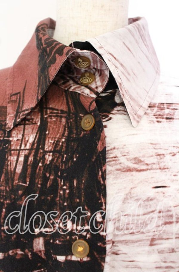 画像2: ヴィヴィアンウエストウッド 中古 / London bridgeバックギャザーオーバーサイズシャツ（ロンドンブリッジ） 00 レッド系  O-25-10-12-020-bl-YM-OS (2)