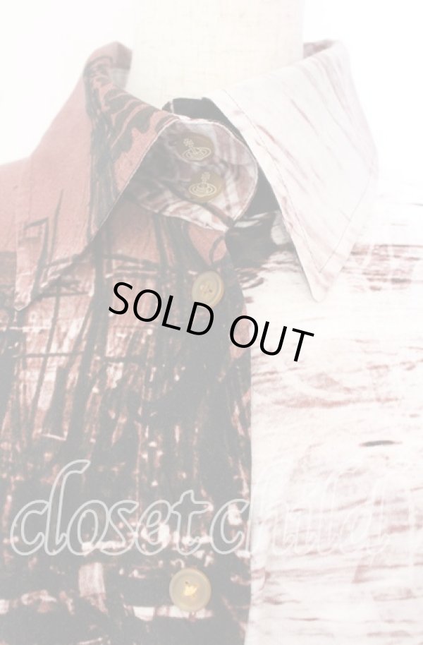 画像2: ヴィヴィアンウエストウッド 中古 / London bridgeバックギャザーオーバーサイズシャツ（ロンドンブリッジ） 00 レッド系  O-25-10-12-020-bl-YM-ZH (2)