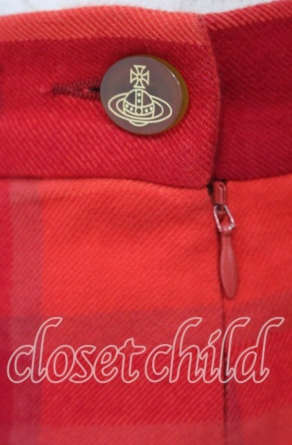 画像3: ヴィヴィアンウエストウッド 中古 / TARTAN ZIP SKIRT（タータンジップスカート） 40 レッド  O-25-10-12-035-sk-YM-OS (3)