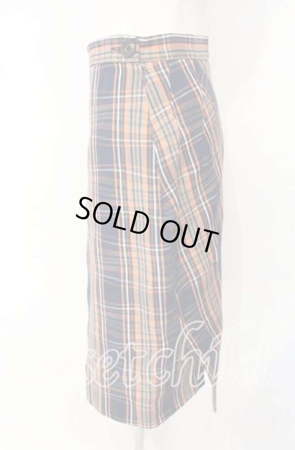 画像2: ヴィヴィアンウエストウッド 中古 / Asymmetry Tartan SKIRT（アシンメトリータータンスカート） 40 オレンジｘネイビー  O-25-10-12-036-sk-YM-ZH (2)