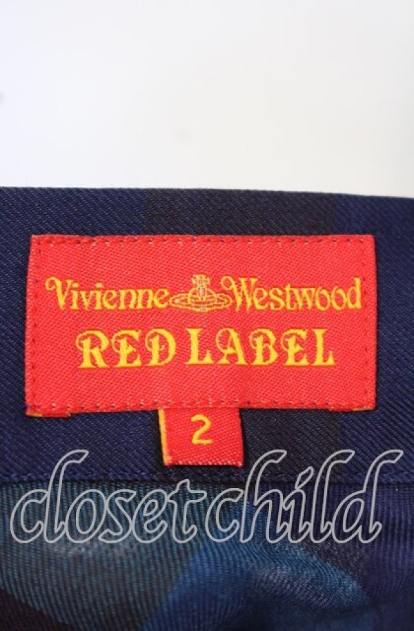 画像4: ヴィヴィアンウエストウッド 中古 / ブロックチェックドレープスカート 2 ブルー  O-25-10-12-037-sk-YM-OS (4)