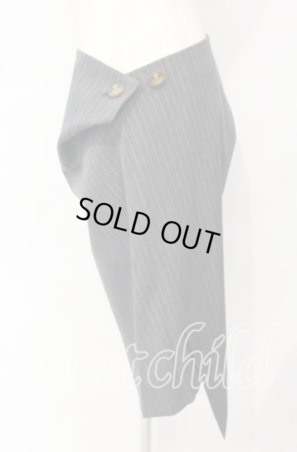 画像2: ヴィヴィアンウエストウッド 中古 / ピンストライプ変形スカート 1 グレー  O-25-10-12-038-sk-YM-OS (2)