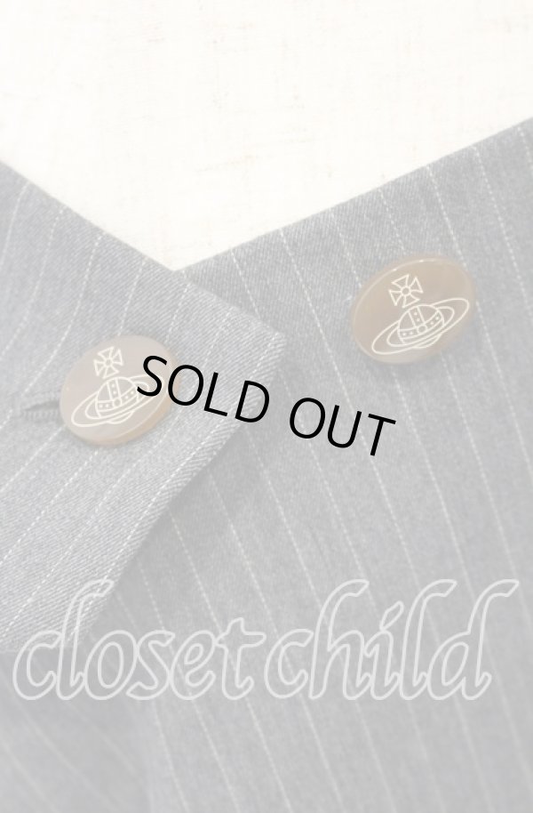 画像3: ヴィヴィアンウエストウッド 中古 / ピンストライプ変形スカート 1 グレー  O-25-10-12-038-sk-YM-OS (3)