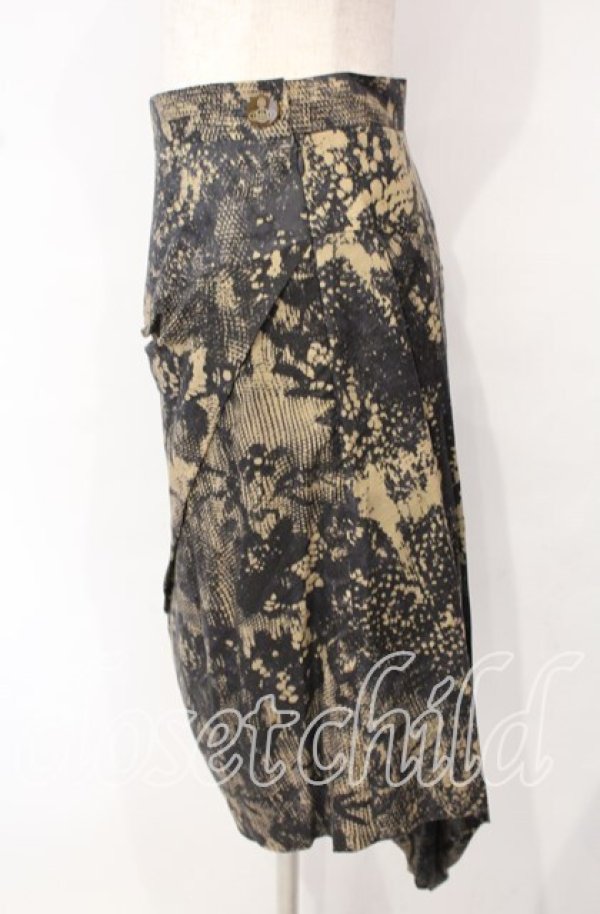 画像2: ヴィヴィアンウエストウッド 中古 / 総柄ドレープスカート 2 イエロー系  O-25-10-12-040-sk-YM-ZH (2)