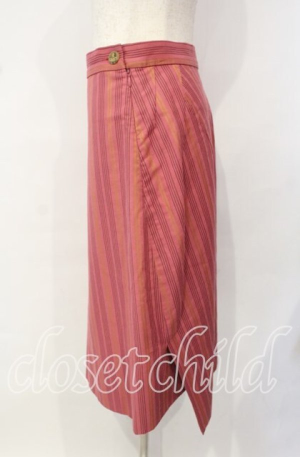 画像2: ヴィヴィアンウエストウッド 中古 / STRIPE CUT SKIRT （ストライプカットスカート） 40 ピンク  O-25-10-12-042-sk-YM-ZH (2)