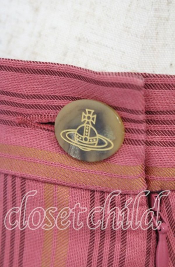 画像3: ヴィヴィアンウエストウッド 中古 / STRIPE CUT SKIRT （ストライプカットスカート） 40 ピンク  O-25-10-12-042-sk-YM-ZH (3)