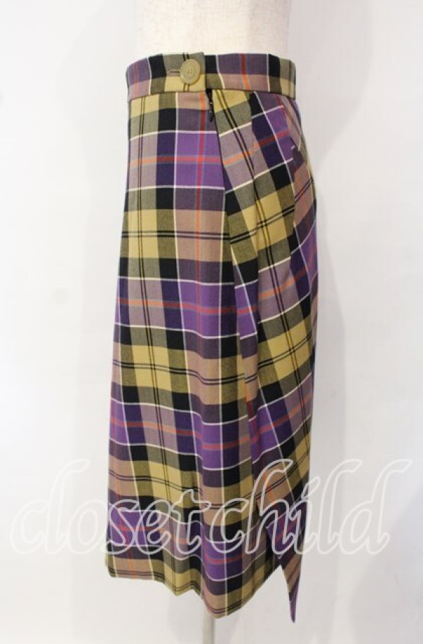 画像2: ヴィヴィアンウエストウッド 中古 / TARTAN CHECK （タータンチェックスカート） 40 イエローｘパープル  O-25-10-12-043-sk-YM-ZH (2)