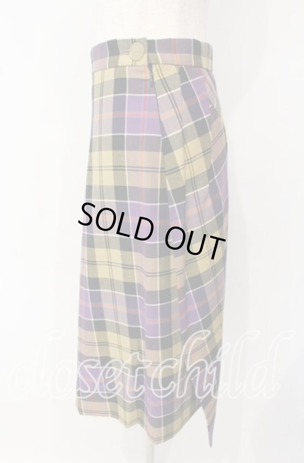 画像2: ヴィヴィアンウエストウッド 中古 / TARTAN CHECK （タータンチェックスカート） 40 イエローｘパープル  O-25-10-12-043-sk-YM-ZH (2)