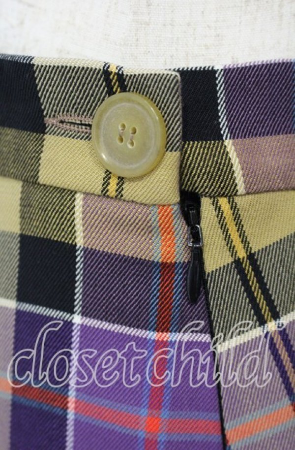 画像3: ヴィヴィアンウエストウッド 中古 / TARTAN CHECK （タータンチェックスカート） 40 イエローｘパープル  O-25-10-12-043-sk-YM-ZH (3)