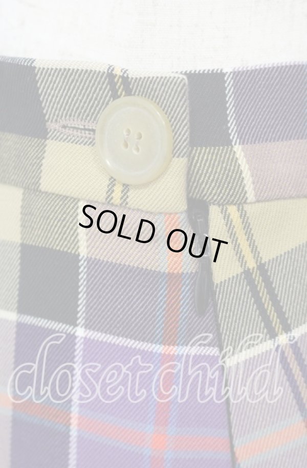 画像3: ヴィヴィアンウエストウッド 中古 / TARTAN CHECK （タータンチェックスカート） 40 イエローｘパープル  O-25-10-12-043-sk-YM-ZH (3)