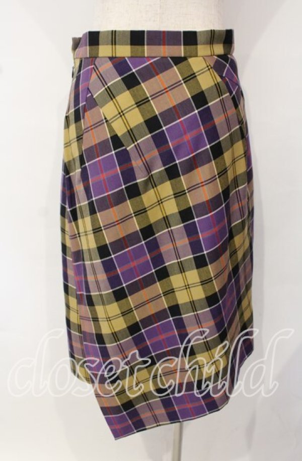 画像4: ヴィヴィアンウエストウッド 中古 / TARTAN CHECK （タータンチェックスカート） 40 イエローｘパープル  O-25-10-12-043-sk-YM-ZH (4)