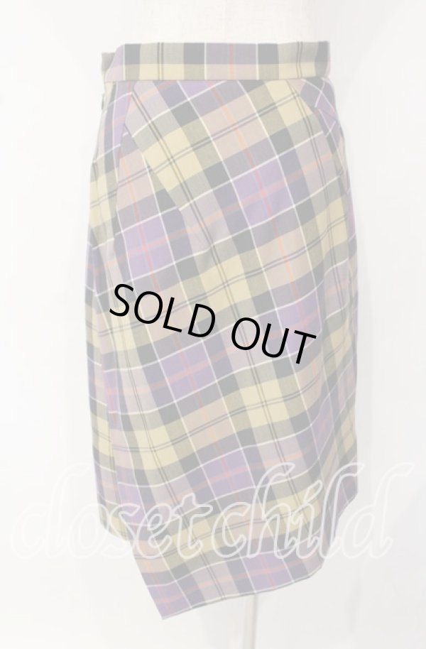 画像4: ヴィヴィアンウエストウッド 中古 / TARTAN CHECK （タータンチェックスカート） 40 イエローｘパープル  O-25-10-12-043-sk-YM-ZH (4)