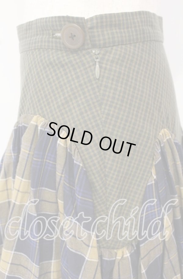 画像3: ヴィヴィアンウエストウッド 中古 / トリプルパターンブロッキングアルマジロスカート 02 カーキ系  O-25-10-12-046-sk-YM-OS (3)