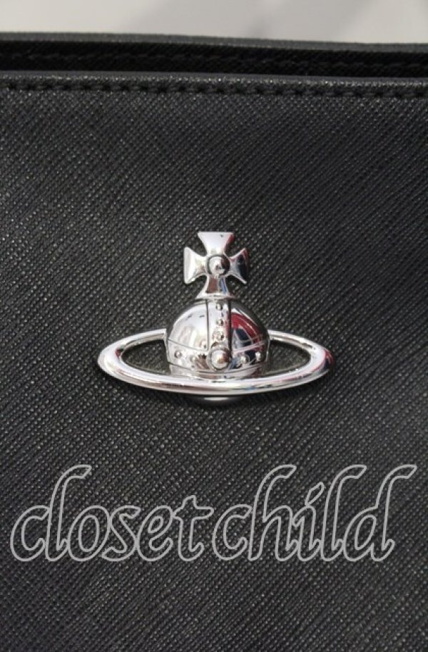 画像2: ヴィヴィアンウエストウッド 中古 / OPPER SAFFIANO TOTE（ショッパーサフィアーノトートバッグ）  ブラック  O-25-10-12-050-ba-YM-OS (2)