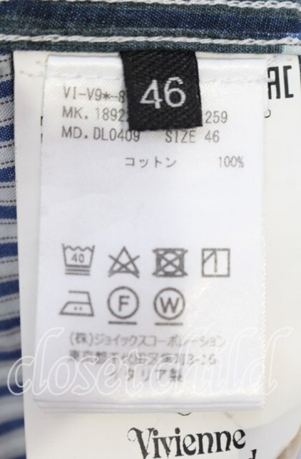 画像6: ヴィヴィアンウエストウッド 中古 / ケイブマンストライプシャツ 46 ブルー  O-25-10-12-005-bl-YM-OS (6)