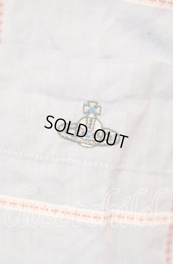 画像2: ヴィヴィアンウエストウッド MAN 中古 / ポケットチェックシャツ 46 サックス  O-25-10-12-006-bl-YM-ZH (2)
