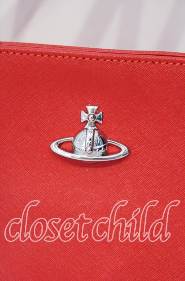 画像2: ヴィヴィアンウエストウッド 中古 / OPPER SAFFIANO TOTE（ショッパーサフィアーノトートバッグ）  レッド  O-25-10-12-057-ba-IG-OS (2)