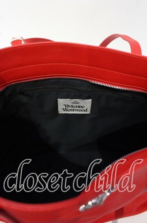画像5: ヴィヴィアンウエストウッド 中古 / OPPER SAFFIANO TOTE（ショッパーサフィアーノトートバッグ）  レッド  O-25-10-12-057-ba-IG-OS (5)