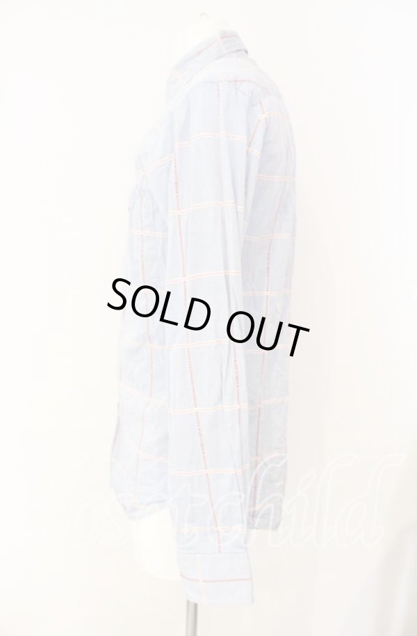 画像3: ヴィヴィアンウエストウッド MAN 中古 / ポケットチェックシャツ 46 サックス  O-25-10-12-006-bl-YM-ZH (3)