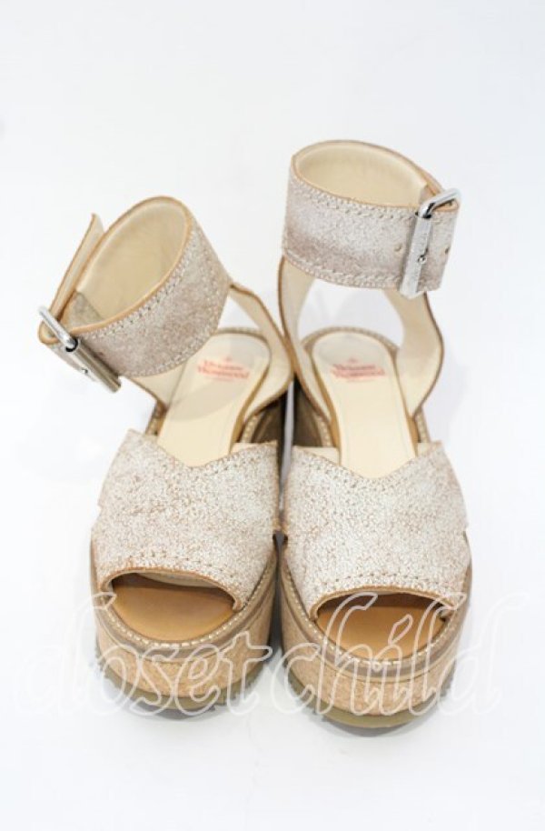 画像2: ヴィヴィアンウエストウッド 中古 / プラットホームベルトサンダルシューズ 36（約23cm相当） ブラウンｘホワイト  O-25-10-12-059-sh-YM-ZT1116G (2)