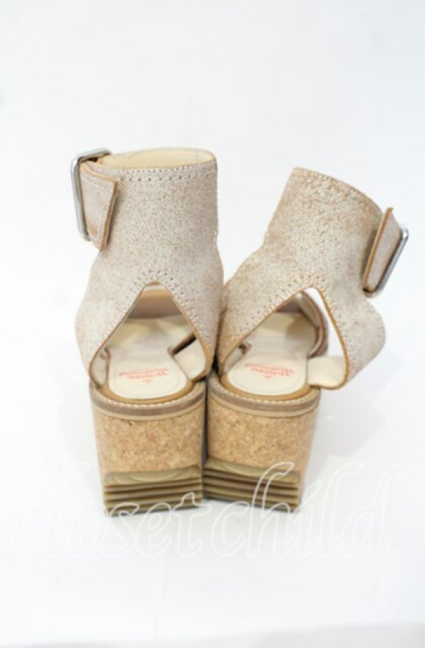 画像4: ヴィヴィアンウエストウッド 中古 / プラットホームベルトサンダルシューズ 36（約23cm相当） ブラウンｘホワイト  O-25-10-12-059-sh-YM-ZT1116G (4)