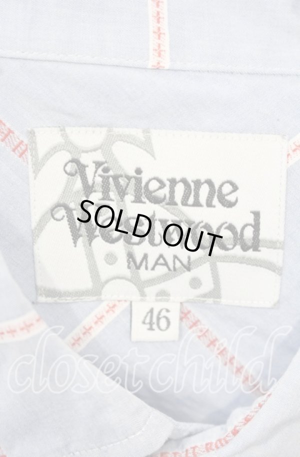 画像5: ヴィヴィアンウエストウッド MAN 中古 / ポケットチェックシャツ 46 サックス  O-25-10-12-006-bl-YM-ZH (5)