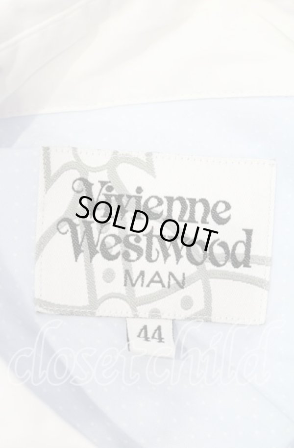 画像6: ヴィヴィアンウエストウッド MAN 中古 / 切替エドットクラシックシャツ 44 サックス  O-25-10-12-007-bl-YM-OS (6)