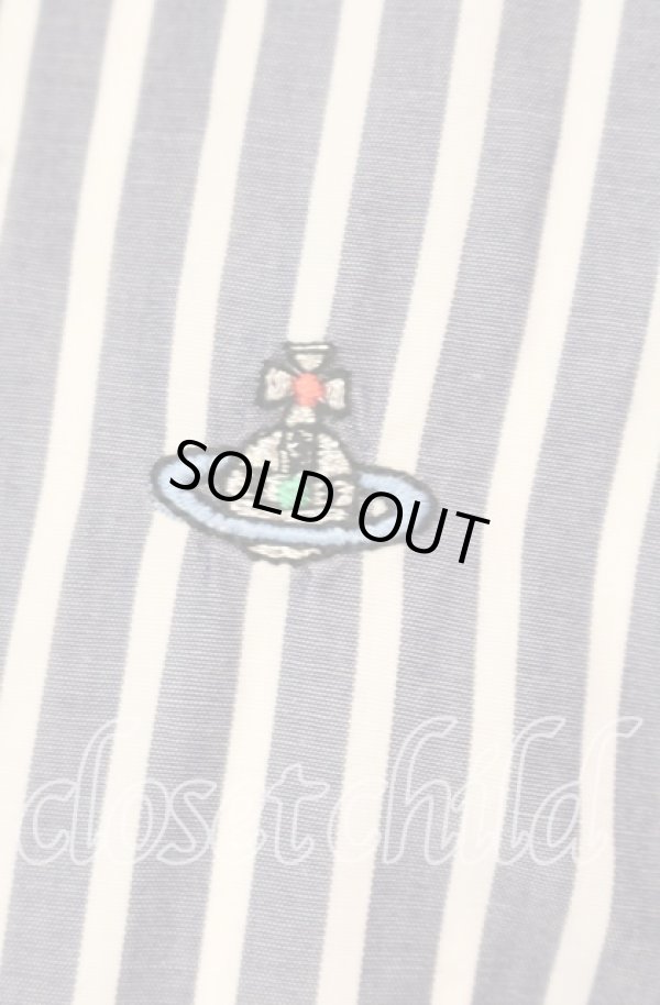 画像2: ヴィヴィアンウエストウッド MAN 中古 / 変形ストライプシャツ 1 ブルー  O-25-10-12-008-bl-YM-ZH (2)