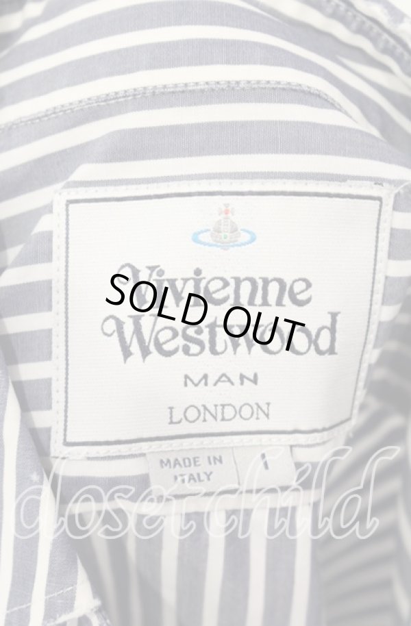 画像5: ヴィヴィアンウエストウッド MAN 中古 / 変形ストライプシャツ 1 ブルー  O-25-10-12-008-bl-YM-ZH (5)