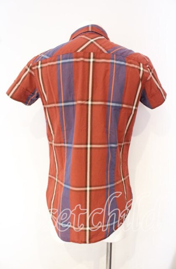 画像4: ヴィヴィアンウエストウッド MAN 中古 / 半袖チェックシャツ 44 レッド  O-25-10-12-010-bl-YM-ZH (4)