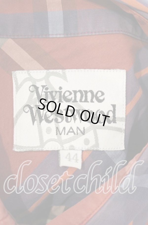 画像5: ヴィヴィアンウエストウッド MAN 中古 / 半袖チェックシャツ 44 レッド  O-25-10-12-010-bl-YM-ZH (5)