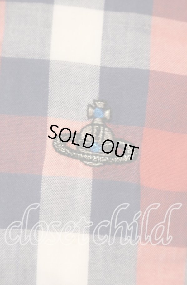 画像2: ヴィヴィアンウエストウッド 中古 / オジークラーク半袖チェックシャツ 44 レッド  O-25-10-12-011-bl-YM-ZH (2)