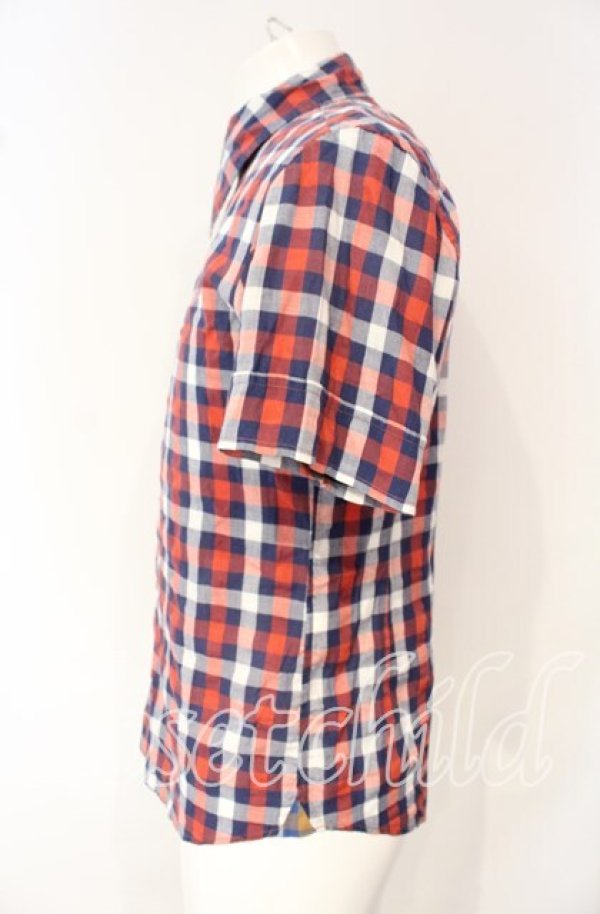 画像3: ヴィヴィアンウエストウッド 中古 / オジークラーク半袖チェックシャツ 44 レッド  O-25-10-12-011-bl-YM-ZH (3)