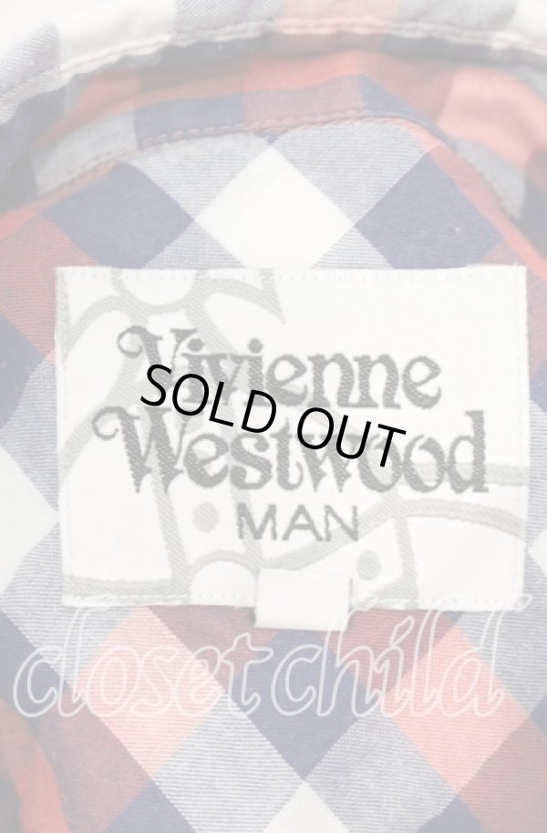 画像5: ヴィヴィアンウエストウッド 中古 / オジークラーク半袖チェックシャツ 44 レッド  O-25-10-12-011-bl-YM-ZH (5)