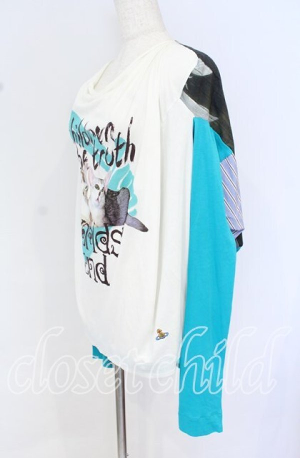 画像2: ヴィヴィアンウエストウッド 中古 / CAT BOSSCHAERT 長袖カットソー S ホワイトｘブルーｘマルチ  O-25-10-19-003-to-YM-ZH (2)