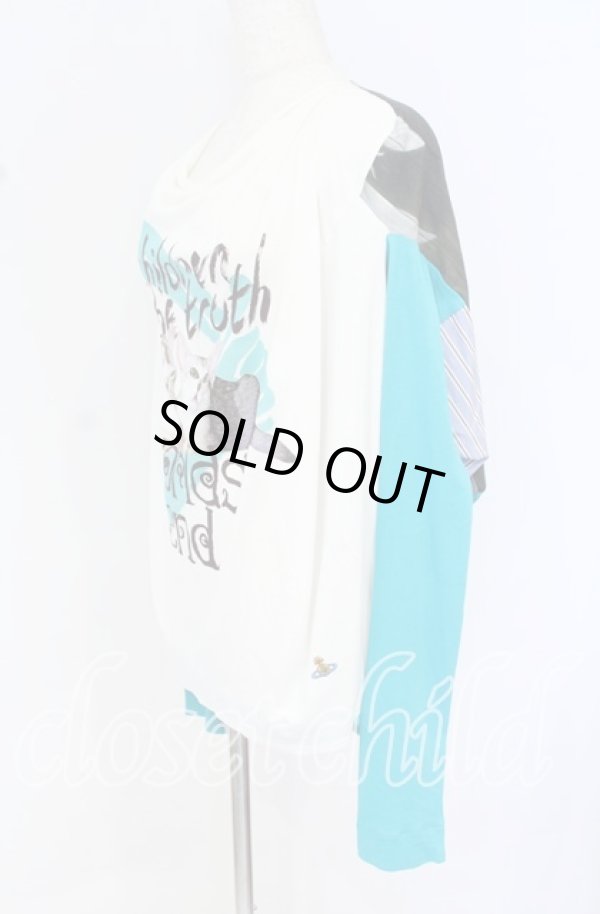 画像2: ヴィヴィアンウエストウッド 中古 / CAT BOSSCHAERT 長袖カットソー S ホワイトｘブルーｘマルチ  O-25-10-19-003-to-YM-ZH (2)