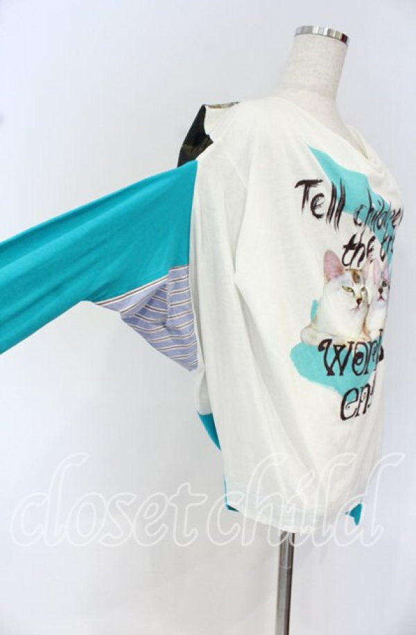 画像4: ヴィヴィアンウエストウッド 中古 / CAT BOSSCHAERT 長袖カットソー S ホワイトｘブルーｘマルチ  O-25-10-19-003-to-YM-ZH (4)