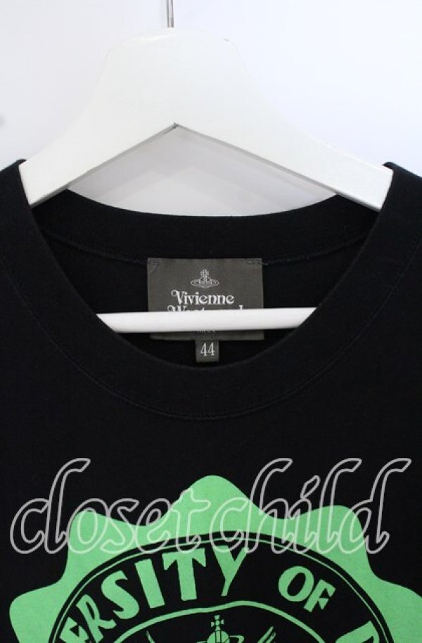 画像2: ヴィヴィアンウエストウッド MAN 中古 / "UNIVERSITY OF PEACE" リラックスTシャツ（ユニバーシティーオブピース） 44 ブラック  O-25-10-19-036-ts-IG-ZH (2)