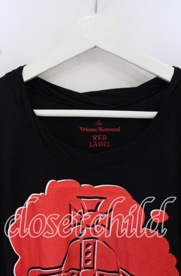 画像2: ヴィヴィアンウエストウッド 中古 / オーブプリントスクエアTシャツ 2 ブラック  O-25-10-19-038-to-IG-ZH (2)