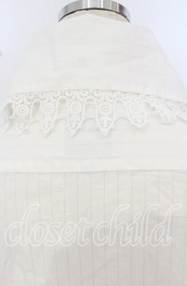 画像7: ヴィヴィアンウエストウッド 中古 / コットンレースストライプ半袖ブラウス 38 ホワイト  O-25-10-19-041-bl-YM-OS (7)