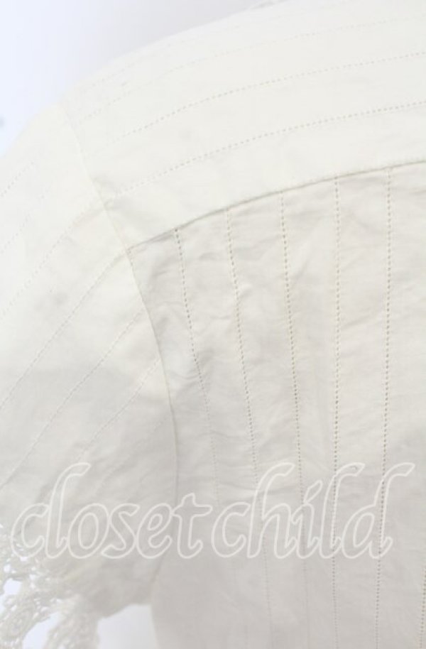 画像8: ヴィヴィアンウエストウッド 中古 / コットンレースストライプ半袖ブラウス 38 ホワイト  O-25-10-19-041-bl-YM-OS (8)