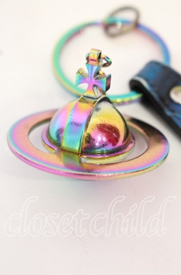 画像2: ヴィヴィアンウエストウッド 中古 / 3D ORB キーホルダー  ブラック×オーロラ  O-25-10-19-052-gd-YM-OS (2)