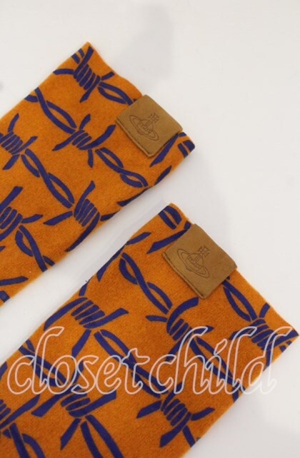 画像2: ヴィヴィアンウエストウッド 中古 / Barbed Wire Globe（バーブルワイヤーグローブ）  イエローｘネイビー  O-25-10-19-057-gd-YM-OS (2)