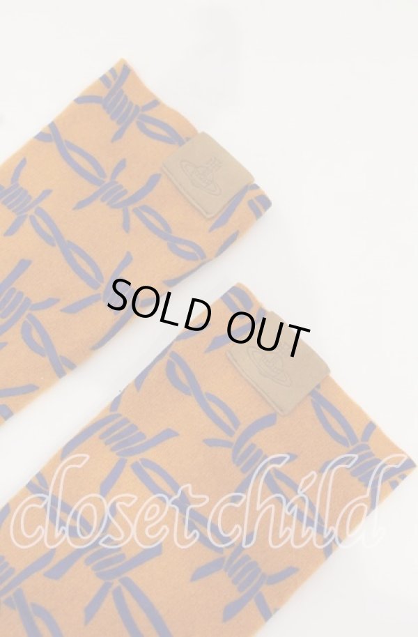 画像2: ヴィヴィアンウエストウッド 中古 / Barbed Wire Globe（バーブルワイヤーグローブ）  イエローｘネイビー  O-25-10-19-057-gd-YM-ZH (2)