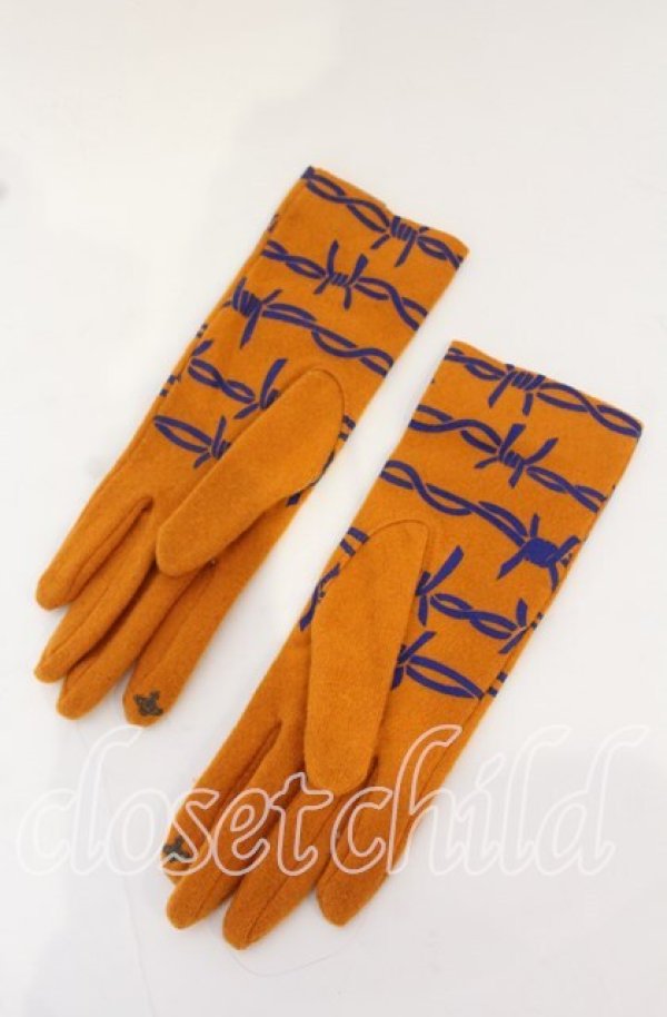 画像3: ヴィヴィアンウエストウッド 中古 / Barbed Wire Globe（バーブルワイヤーグローブ）  イエローｘネイビー  O-25-10-19-057-gd-YM-OS (3)