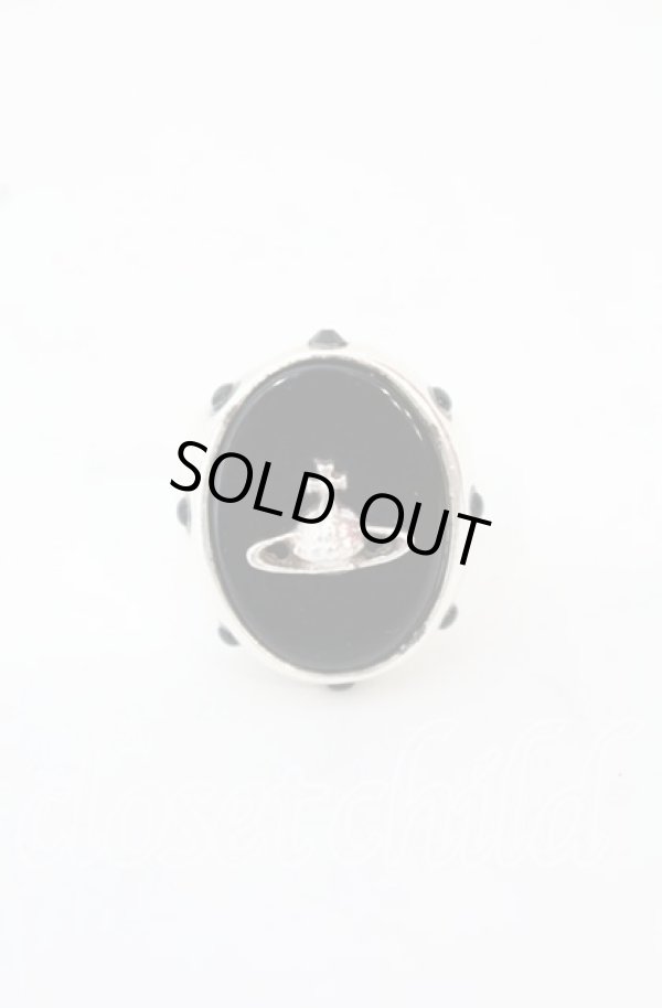 画像2: ヴィヴィアンウエストウッド 中古 / Black Oval Ring（ブラックオーバル　リング） S（11号） ブラックｘシルバー  O-25-10-19-064-rg-YM-OS (2)
